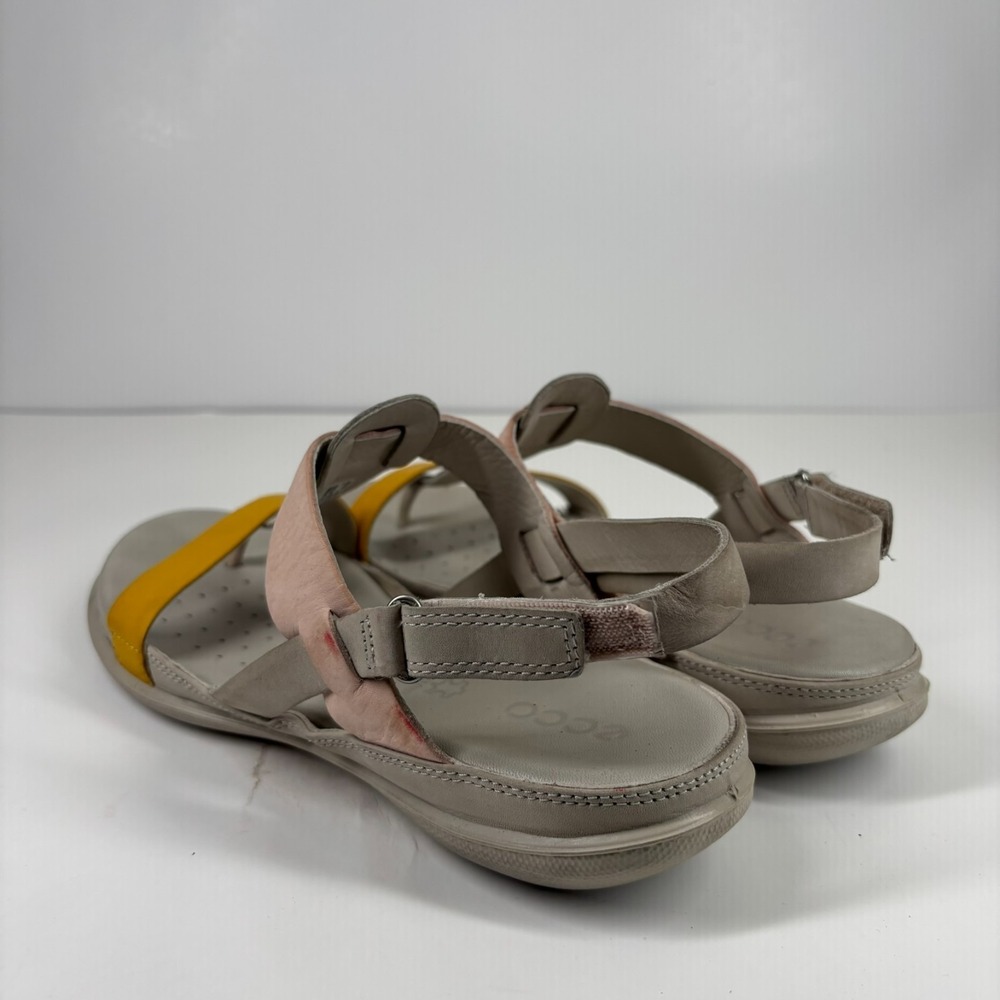 ECCO Flash Women's 10 Merigold/Rose/Gray Leather T-Strap Slingback Thong Sandals - Picture 12 of 16